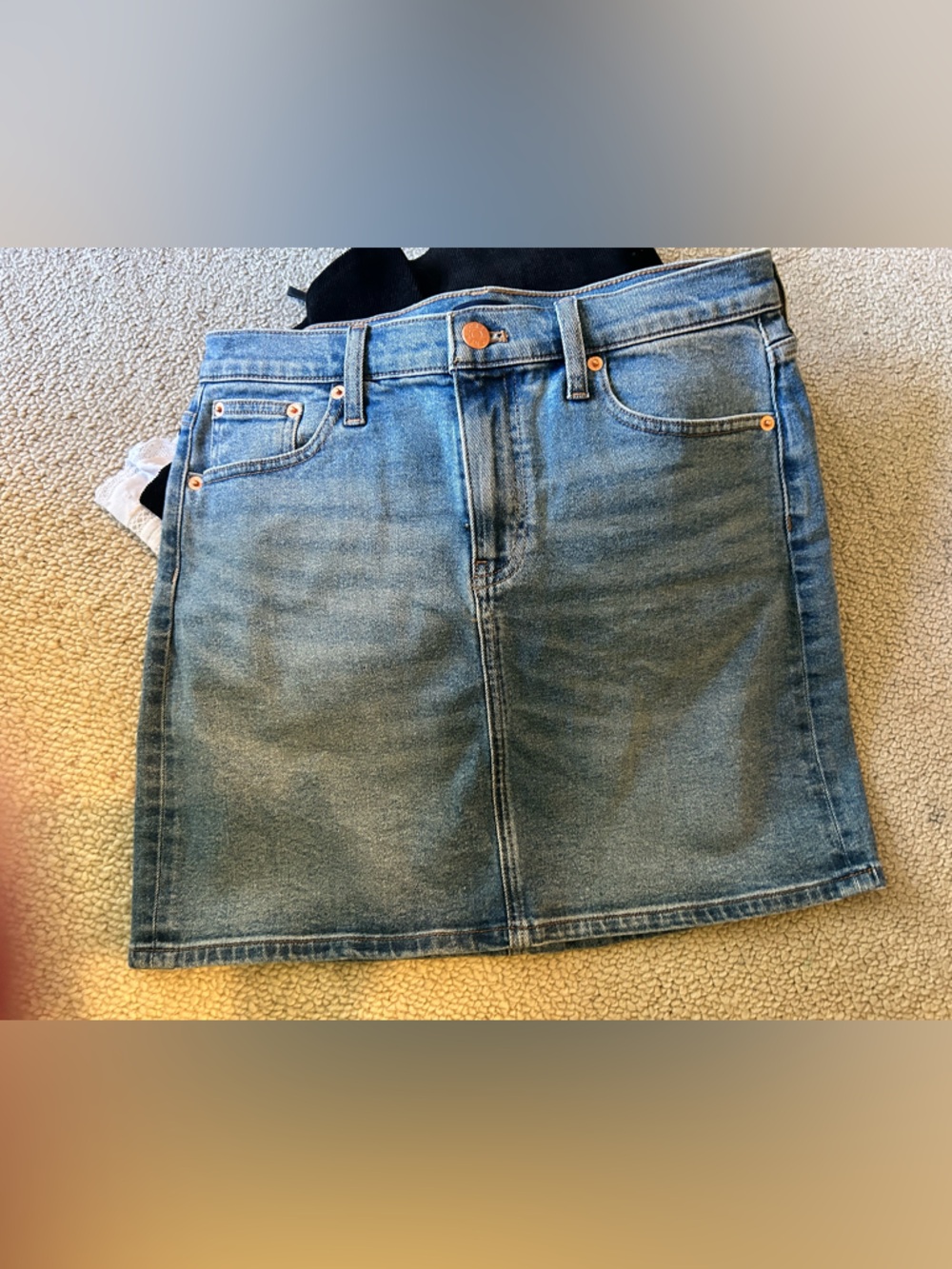 J. Crew Light Blue Denim Mini Skirt with Contrast Stitching